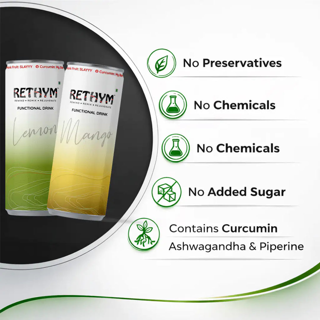 Everyday Wellness Kit (Pack of 6) – Mango & Lemon | Zero Added Sugar | Non - Carbonated - RETHYM